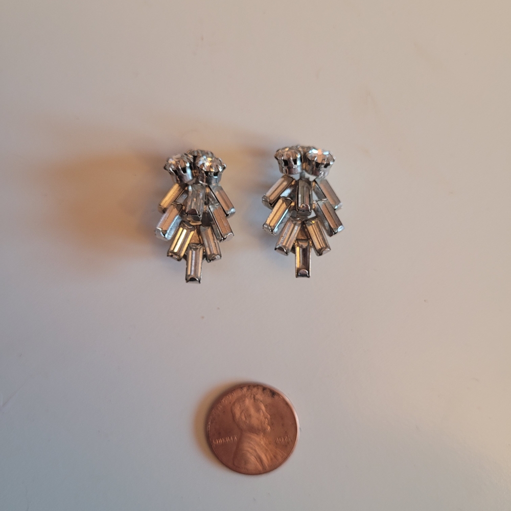 Elegant Silver Crystal Clip-On Earrings